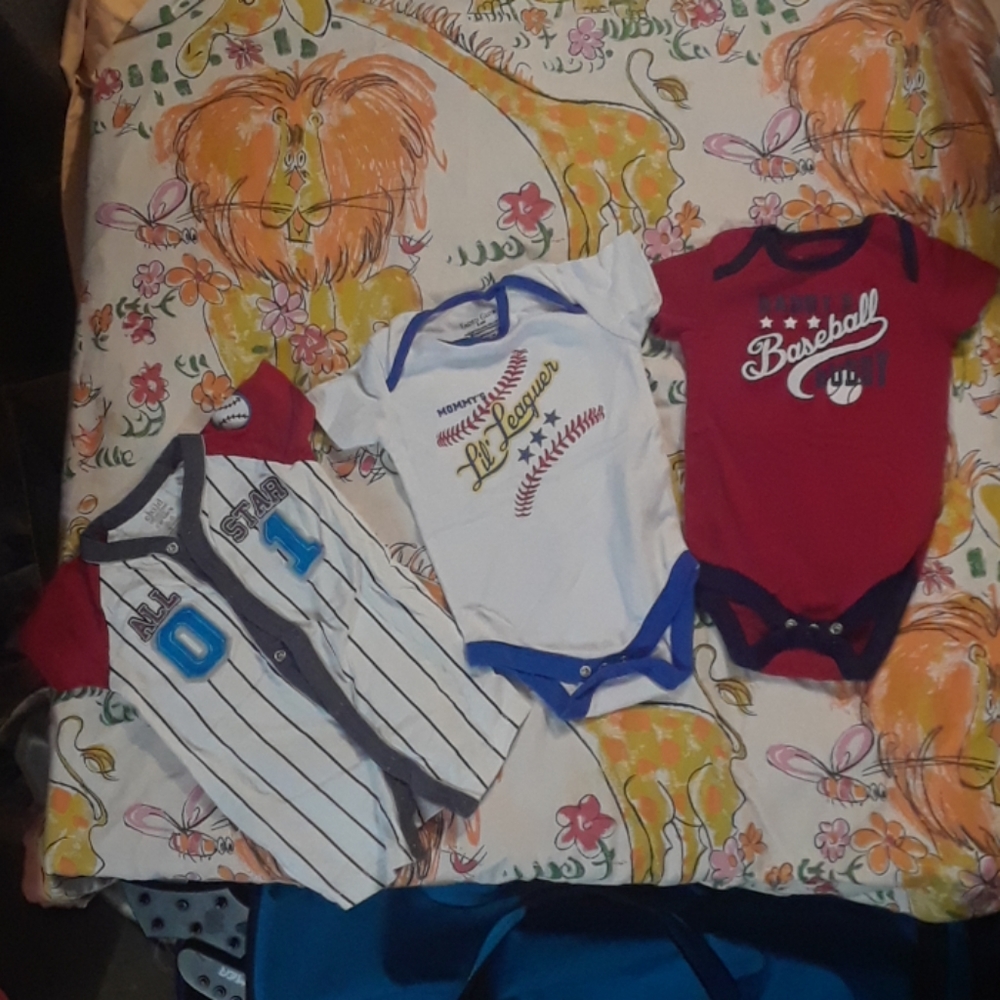 3 boys baseball onesies brand new..